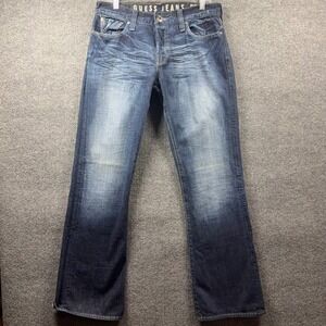 Guess Jeans Mens 33x32 Falcon Bootcut Vintage Distressed Whiskered Y2K